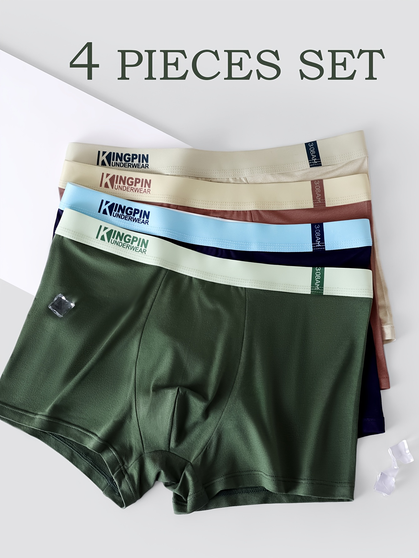 4pcs bamboo fiber mens boxer briefs set comfortable breathable moisture wicking casual wear stretchy fabric lightweight moisturewicking underwear stylish boxer briefs stretchy fabric briefs 4pcs mixed 0