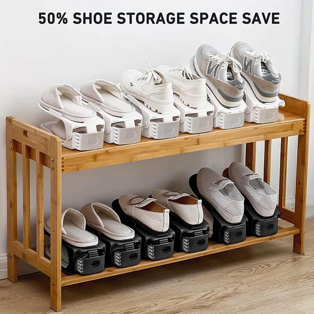 FENRUNXU Clear Shoe Stackers - 12 Pack Adjustable Shoe Organizers For Closet Space Saving