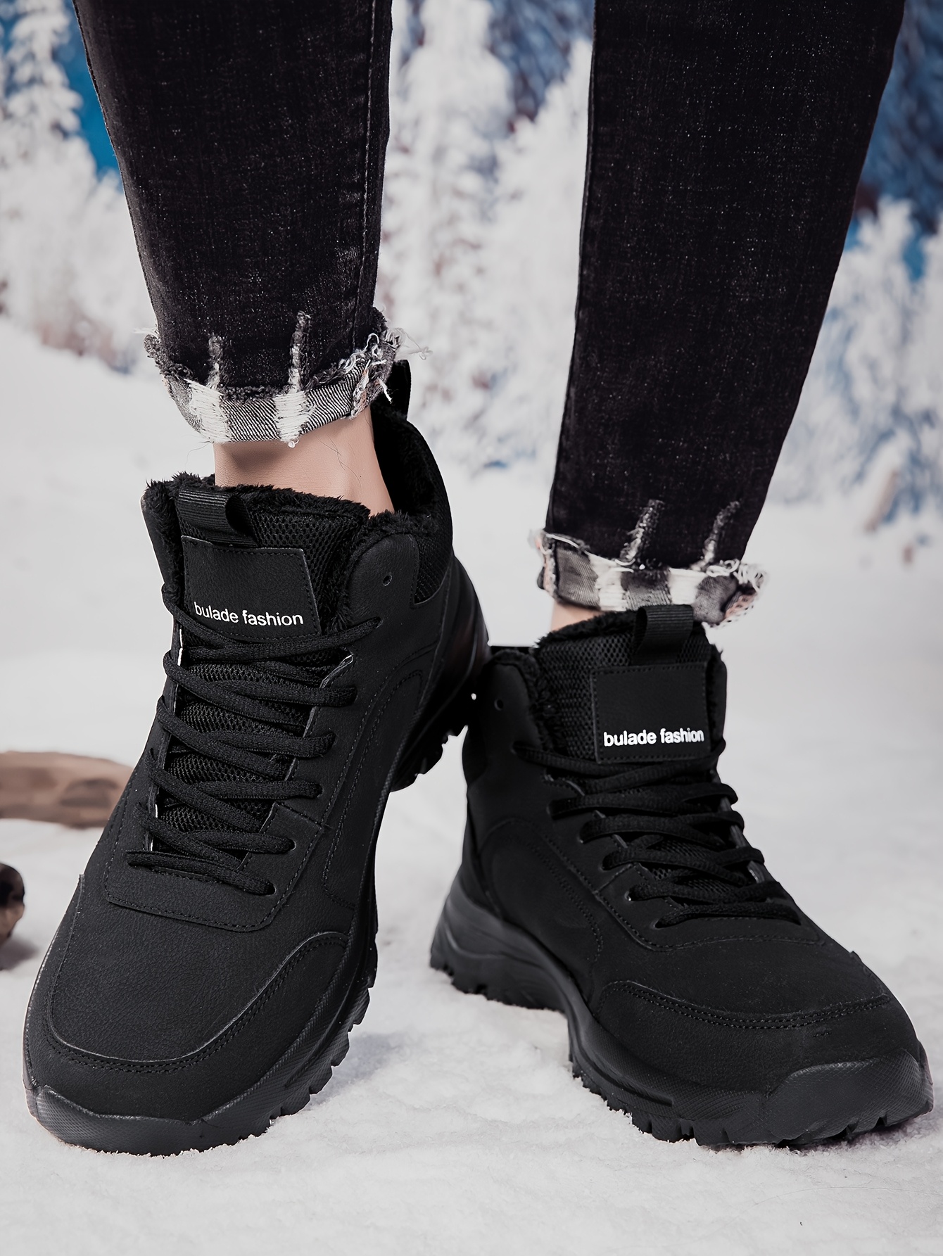 mens snow sports shoes lightweight and flexible sole plush lining winter outdoor   top warm snow boots outdoor sports and hiking boots Product details 6