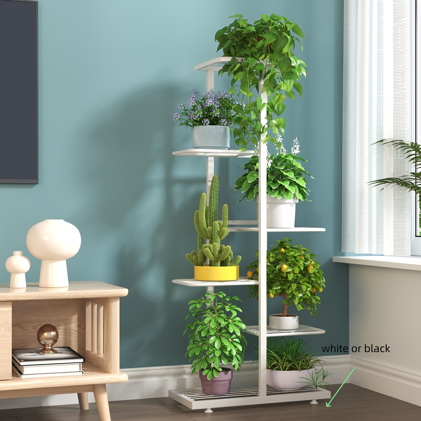 Image of Multi-tier Metal Flower Stand - Living Room, Balcony & Garden Decor | Ideal For Potted Plants & Books