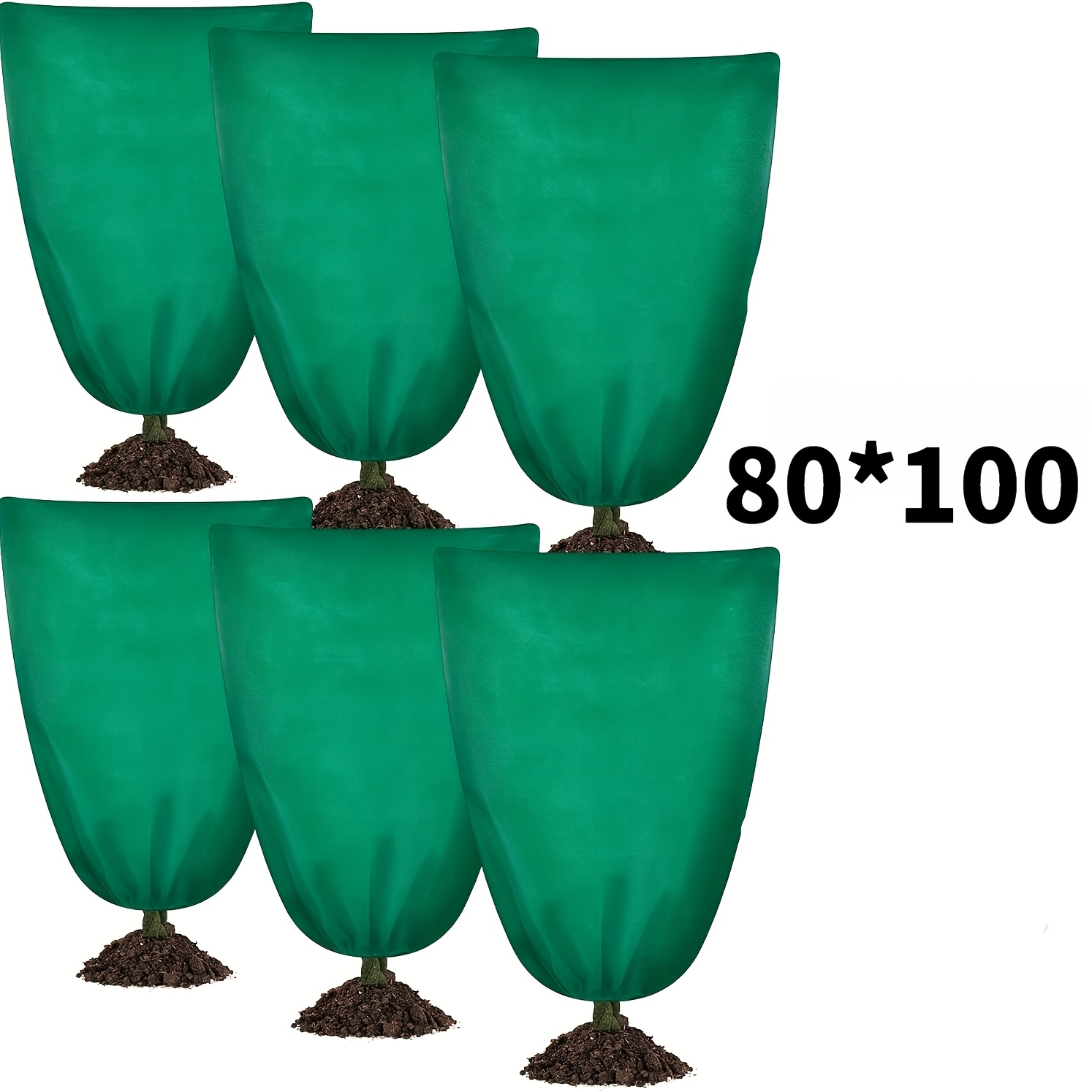 TEMU Ensemble de 6 housses de protection contre pour plantes d'hiver, sacs de protection réutilisables à cordon de serrage pour plantes, housses
