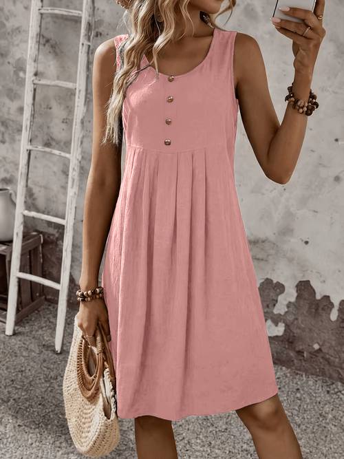 summer womens vest dress fashion comfortable vacation essential pleated skirt button up short skirt