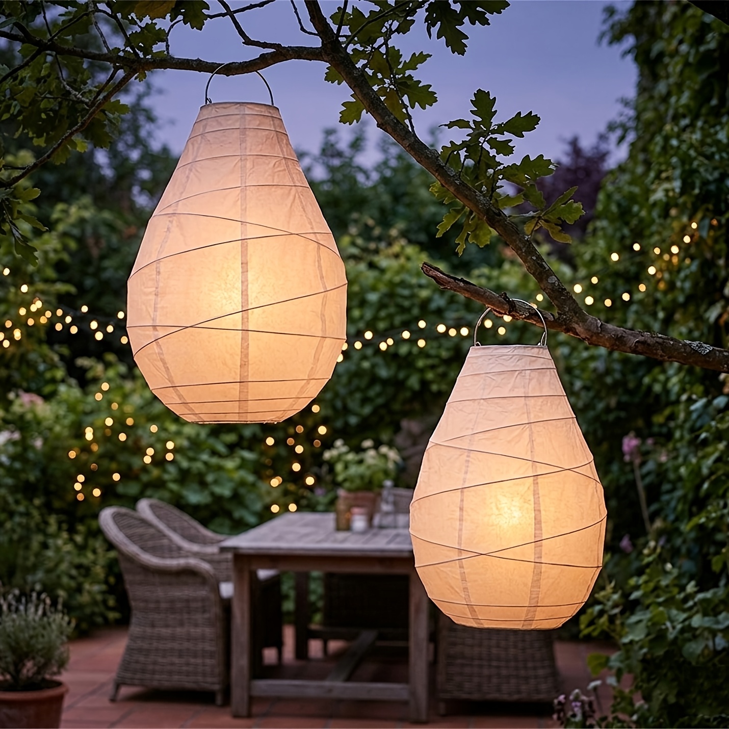 Image of 2 Pack Paper Lampshades, Style Drop Shape Table And Hanging Pendant Light Shade, Modern Home Decor For Living Room Bedroom Ceiling Patio, Party Decorations
