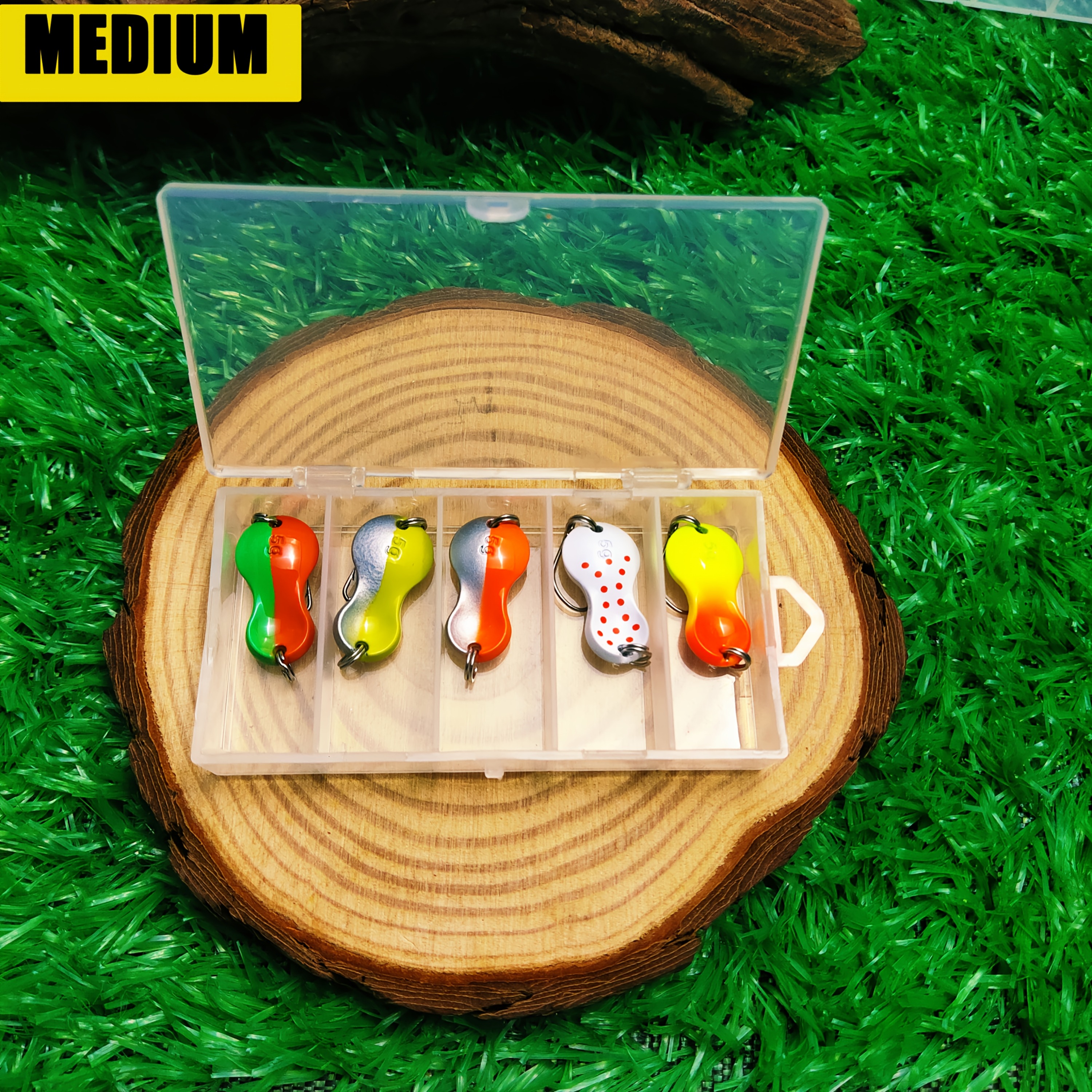 5pcs/box, 3 Sizes Of Sequins, Gourd Sequins, Metal Sequins, Long-throw Lure Bait, Simulation Bait, Fish Bait Fake Bait