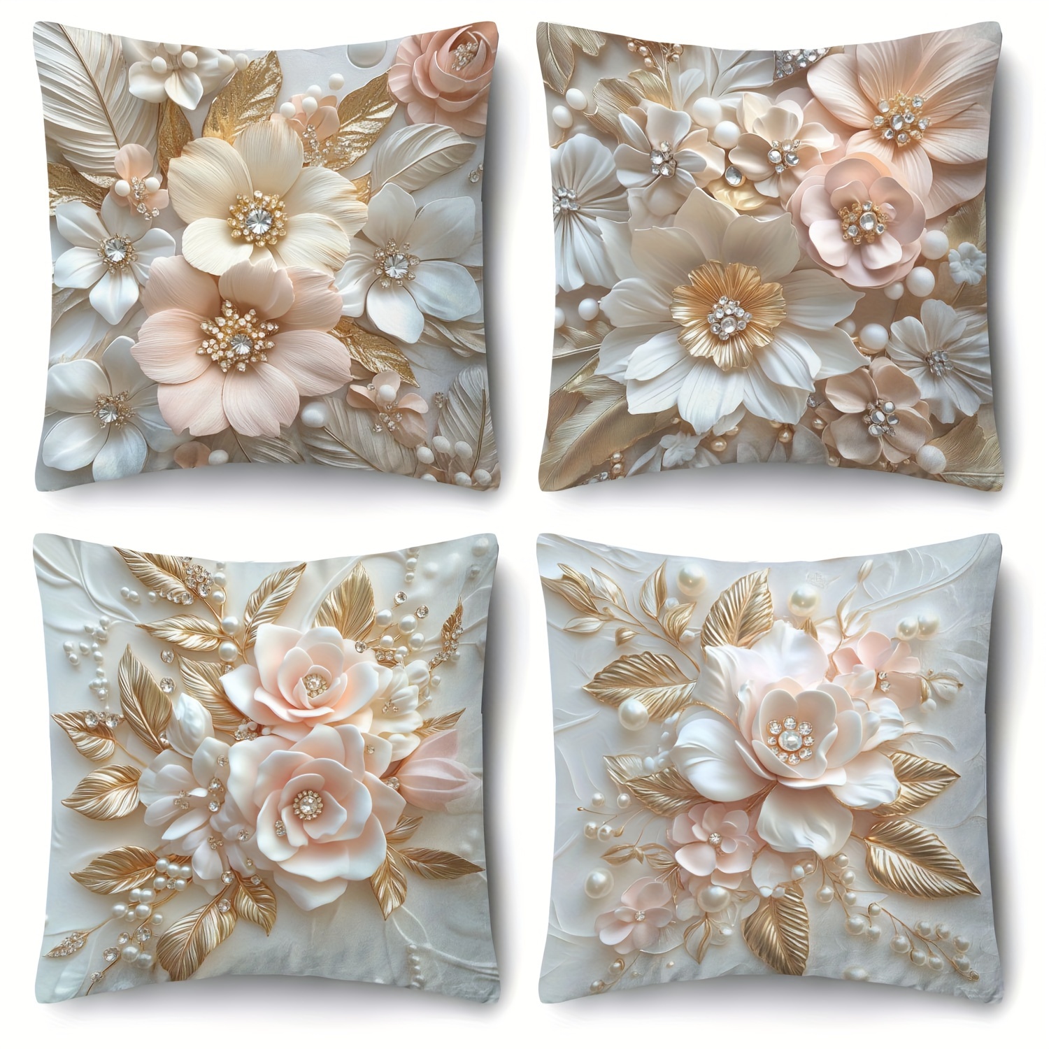 

4- 3d Pattern 18x18 Cushion Covers, , , Zippered, Washable, For , , Decor, Sofa Decor, Pillowcases