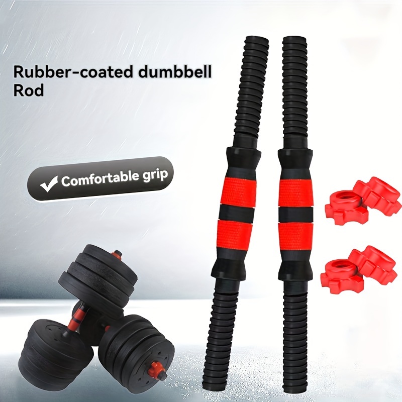 

1pc & Black Dumbbell Rod With - Pe-coated Barbell With Screw-on End Caps For Home Fitness