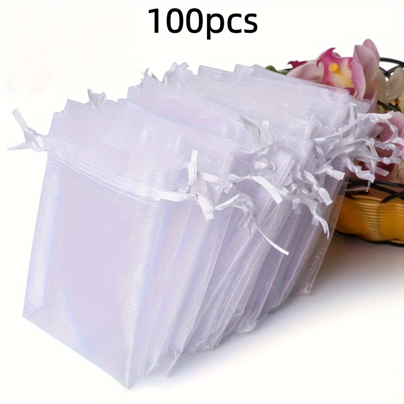 TEMU Regalo para Ella/Él 30/100/200pcs Bolsas de Regalo de Compresa con Cordón, Mini Empaquetado Transparente para Regalos de Agradecimiento de Boda,