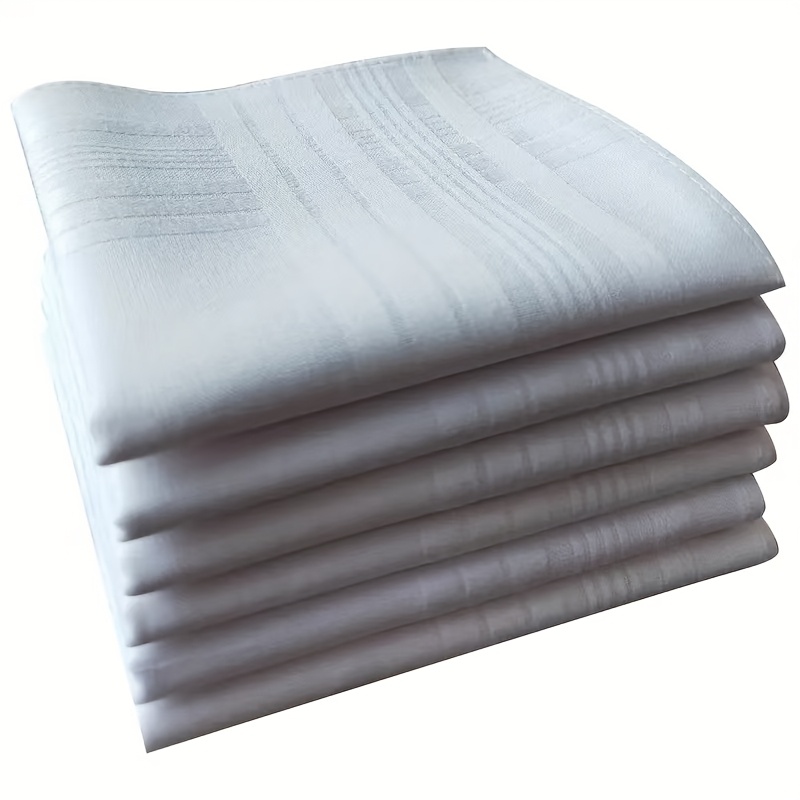 Image of 12pcs Men's Cotton Handkerchiefs With Satin Trim, 17" Square - Elegant Squares For Fashion & Business