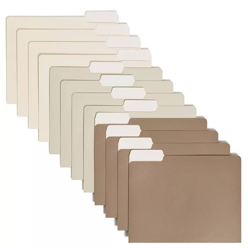 

Set Of 12 Textured File Folders With Staggered Tabs - Paper, Assorted Colors, Standard Size (8.5" X 11") - Easy Organization For Office Supplies