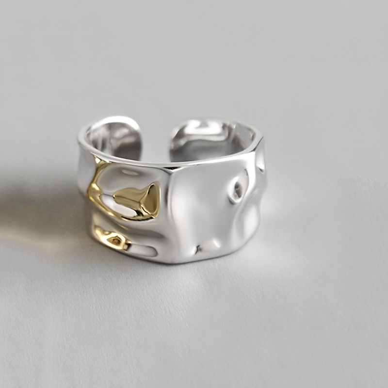 Image of A Vintage Baroque-style Open-ended Irregular Ring For Women, A Wide-band Stainless Steel Accessory, A Gift For Women, Suitable For Vacation/daily/holiday Wear
