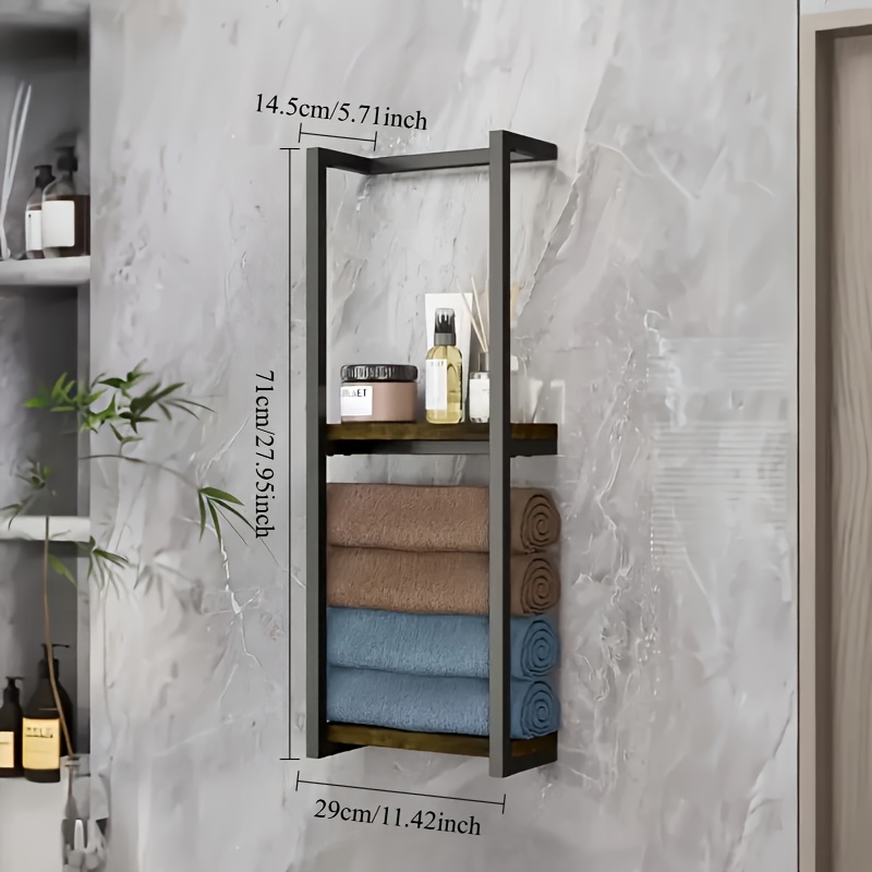 1pc french country style wall mounted storage rack metal towel and bathroom organizer with multiple shelves ideal for living rooms bathrooms hotels and homestays towel rack for bathroom 3