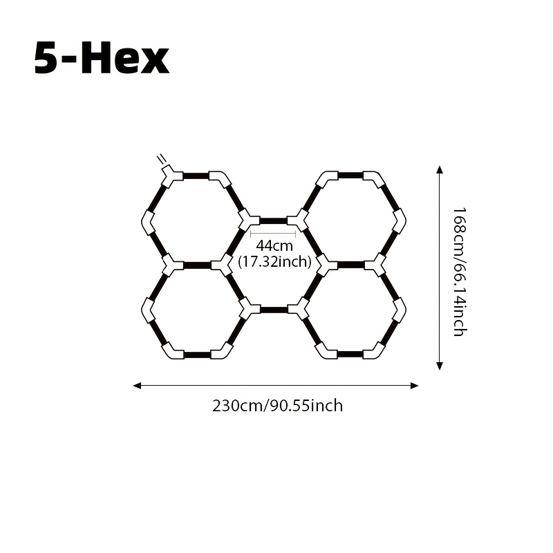 5-grid Hexagonal Led Garage Light, 24pcs 8w, 192w, Ac100-265v, 6500k Modular Splicing Ceiling Light, Suitable For Garages, Car Detailing Shops, , , And Gyms.
