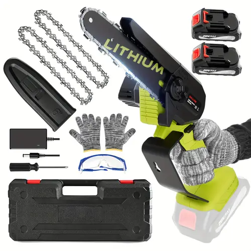 mini chainsaw cordless 6 inch chainsaw with 2 batteries for tree trimming branches wood cutting lightweight handheld saw for household for men dad husband gardener and