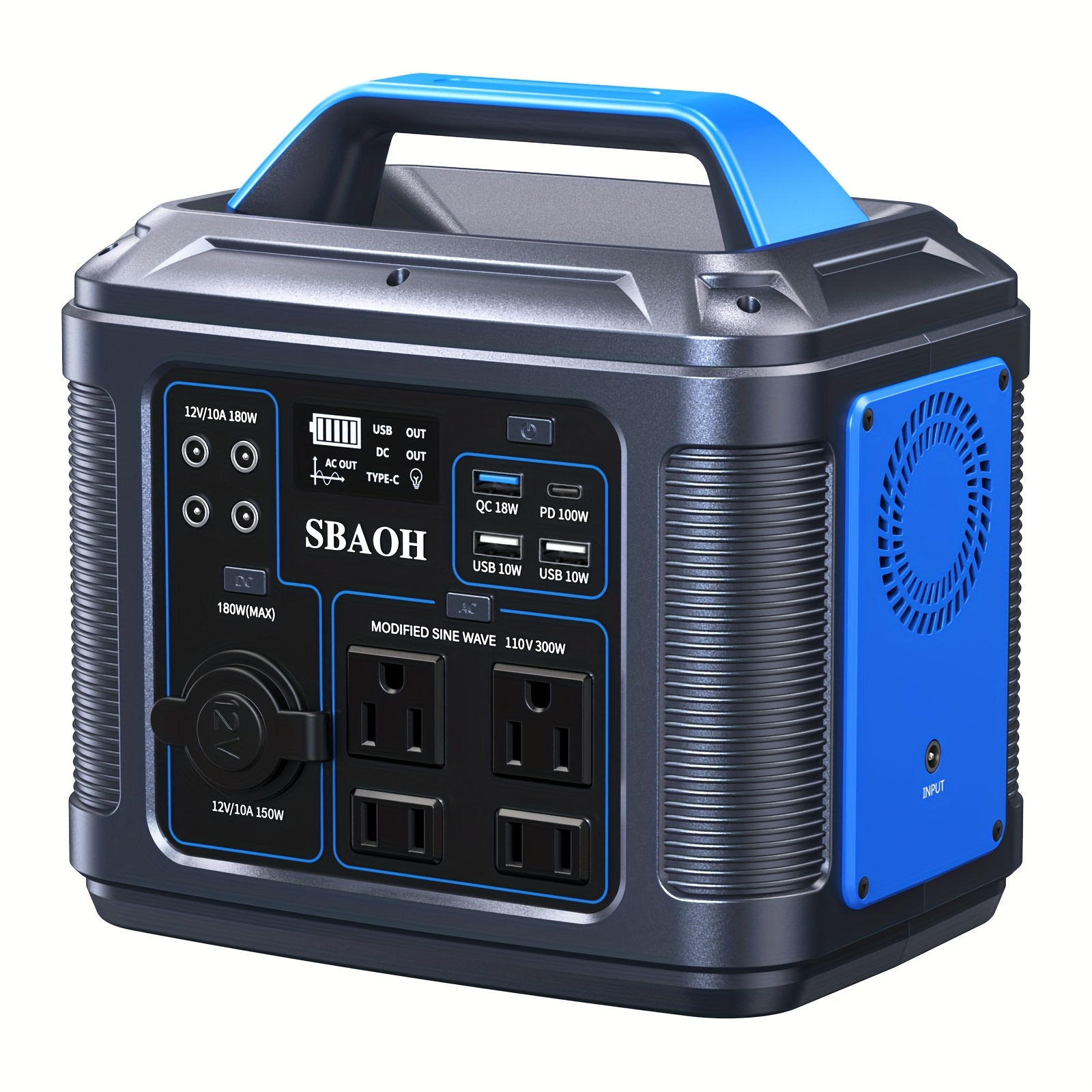   300w portable power station 296wh 80000mah solar generator with 18w led light 100w pd fast charging 10 output panel and car charger for camping   backup emergencies durable   essential for outdoor