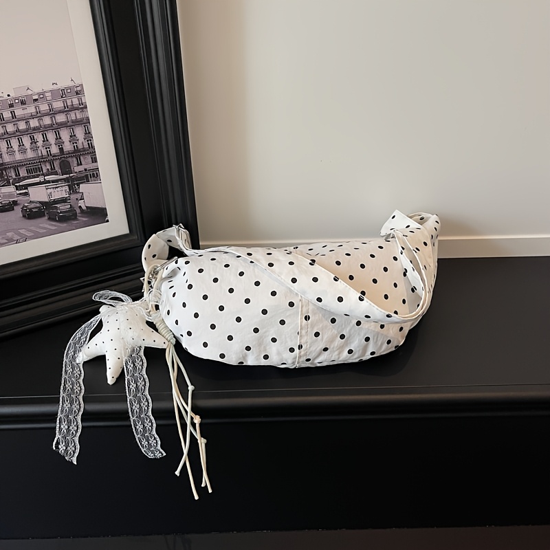 Polka Dot Star Pendant Dumpling Crossbody Bag_voghion.com