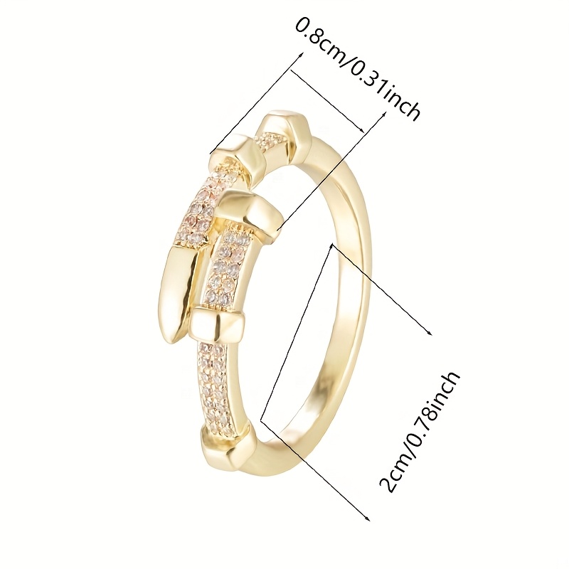 Golden Copper Ring with Cubic Zirconia Accents