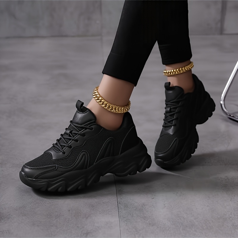 Women's Height Increase Platform Sneakers - Soft-Soled Lightweight Breathable & Sole Low-Top Lace-Up Walking Shoes Suitable for - Casual Wear, Office, Everyday Use - Cushioned for Height Boosting Footwear, Women Shoes