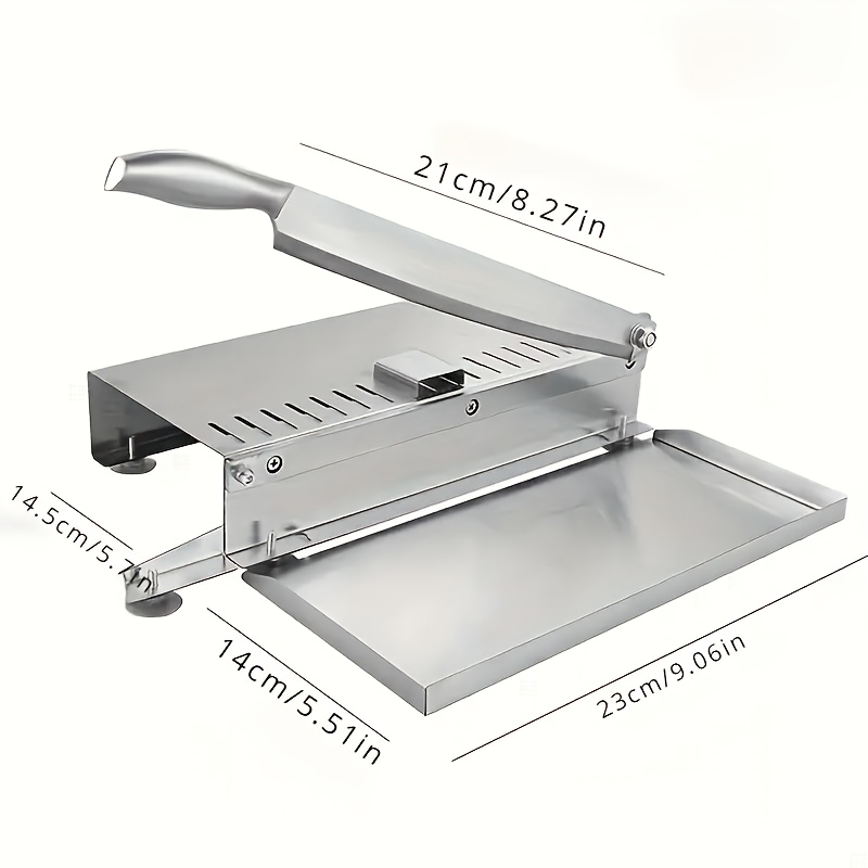 Easy Clean Stainless Steel Manual Meat Slicer and Bone Cutter - Non-Slip Base, Adjustable Blade, Rectangular Blade, Adjustable Thickness, Easily Cut Frozen Beef, Chops, Fruits and Vegetables - for Home Kitchens and Delis, Meat Grinder, Kitchen Gadget