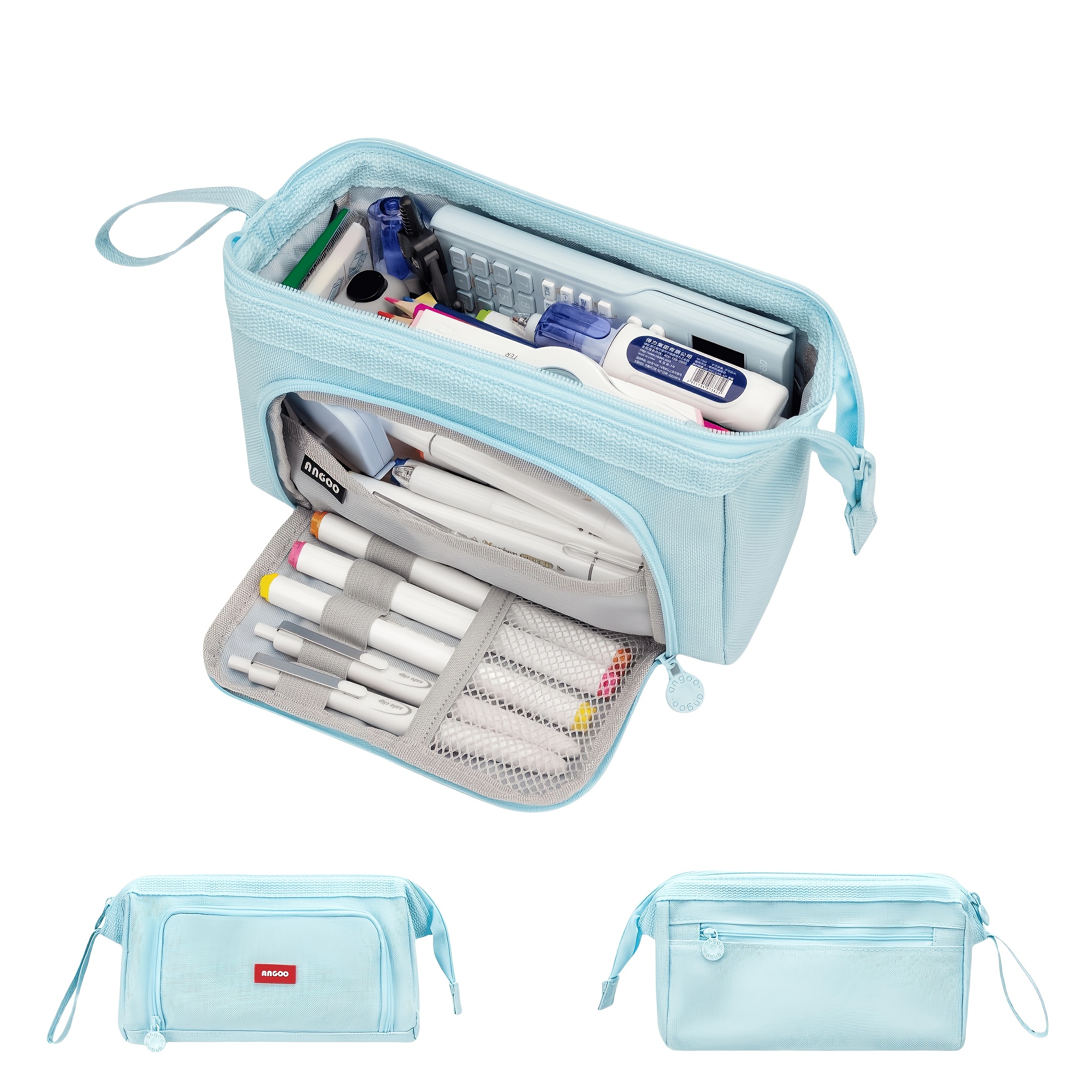 oxford cloth pencil case, large capacity zippered stationery