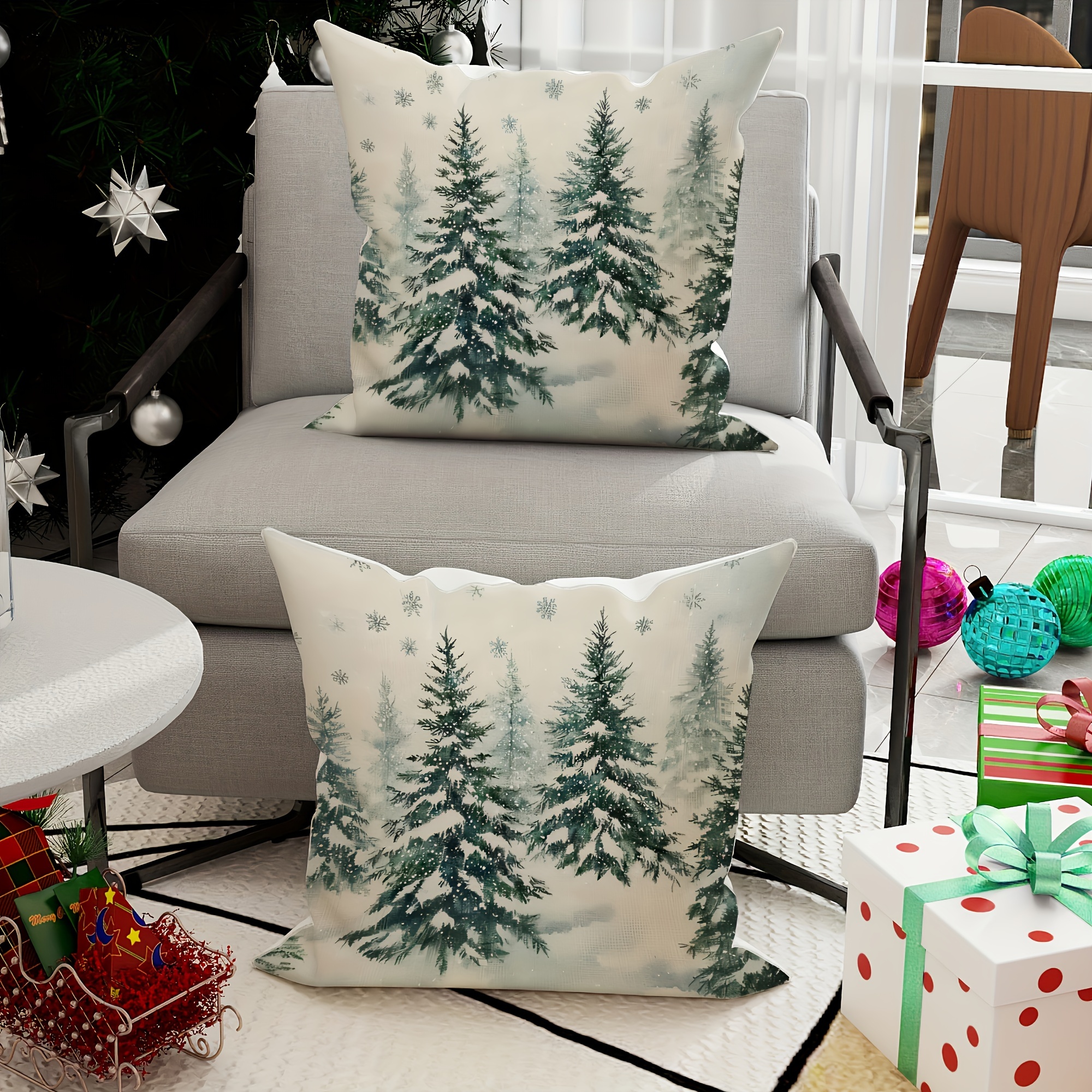 

2pcs Pillowcases - 18x18 , Christmas Tree & , , Washable For And Bedroom Decor