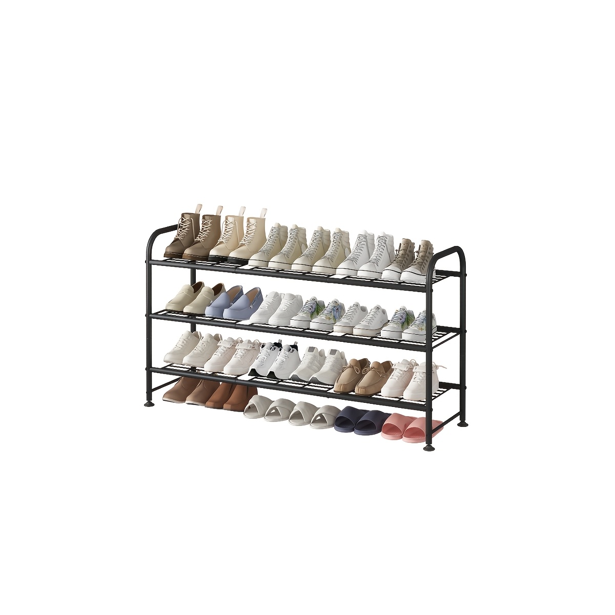 TEMU Shoe Rack Long 2/3/4 Tier Shoe Storage Organizer Metal Wide Shoe Shelf For Closet Entryway Bedroom 16/24/32 Paris Large Capacity