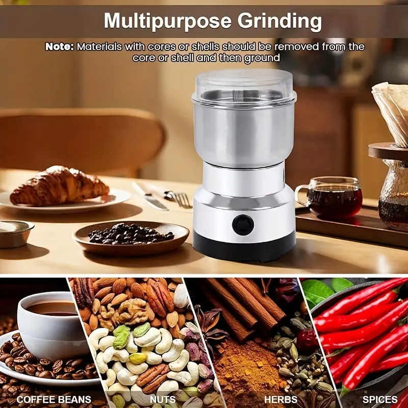 electric coffee grinder suitable for coffee beans spices and more quick grinding european plug stainless steel home or dorm use durable appliance Product details 2
