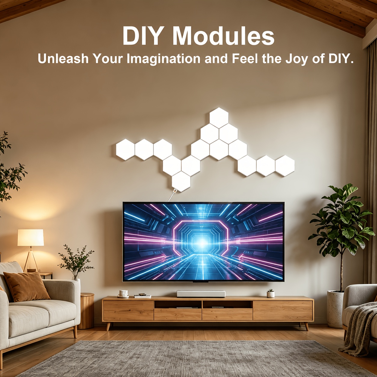 Smart Touch-Control Light with Hexagonal Modular Panel Design