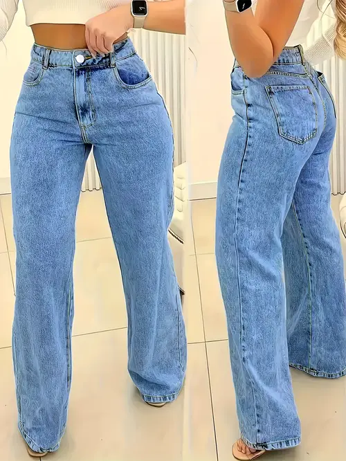 cross border fashion and leisure ladies straight jeans