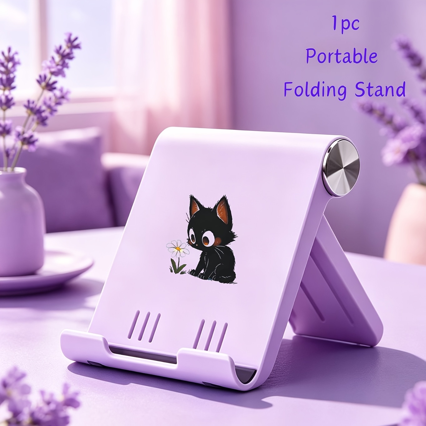 TEMU 1 pièce Support pliant portable avec de fleurs et de , parfait pour téléphones et tablettes, idéal pour à domicile ou les voyages