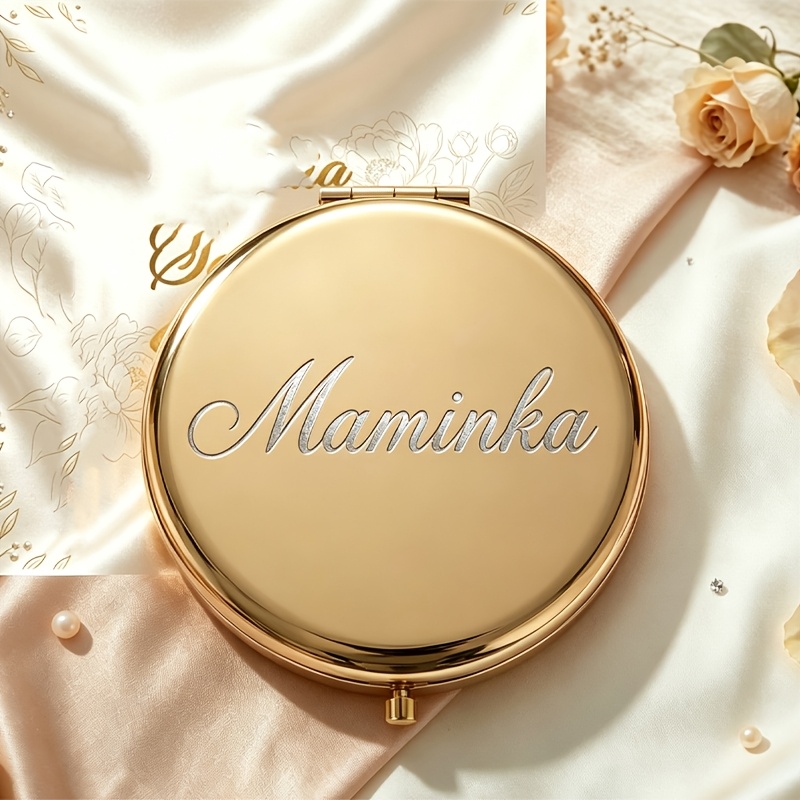 TEMU Personalized Small Mirror, Bridesmaid Proposal Gift, Custom Metal Pocket Mirror, Laser-engraved Bridal Gift, Bridesmaid Gift, Souvenir