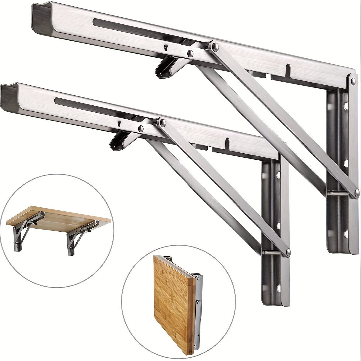 TEMU 2pcs Folding Bracket Foldable Folding Beam Heavy-duty Bracket 180kg Bench Silvery