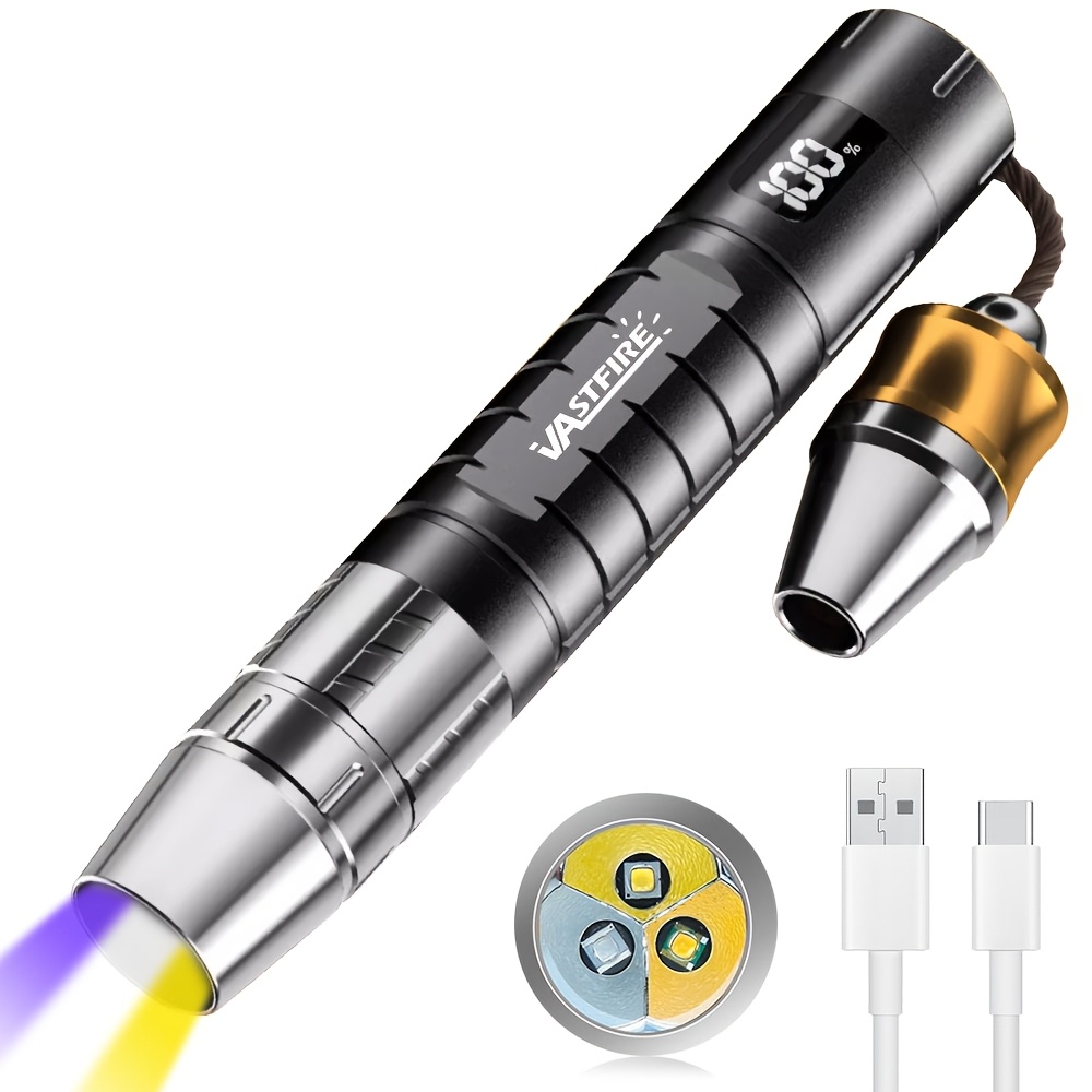 TEMU 3in 1 Professional Gemstone Lamp, White/yellow/uv365nm Ultraviolet, 3 , With Lcd Power Display, Type-c Charging, Metal Lamp Head, Suitable For