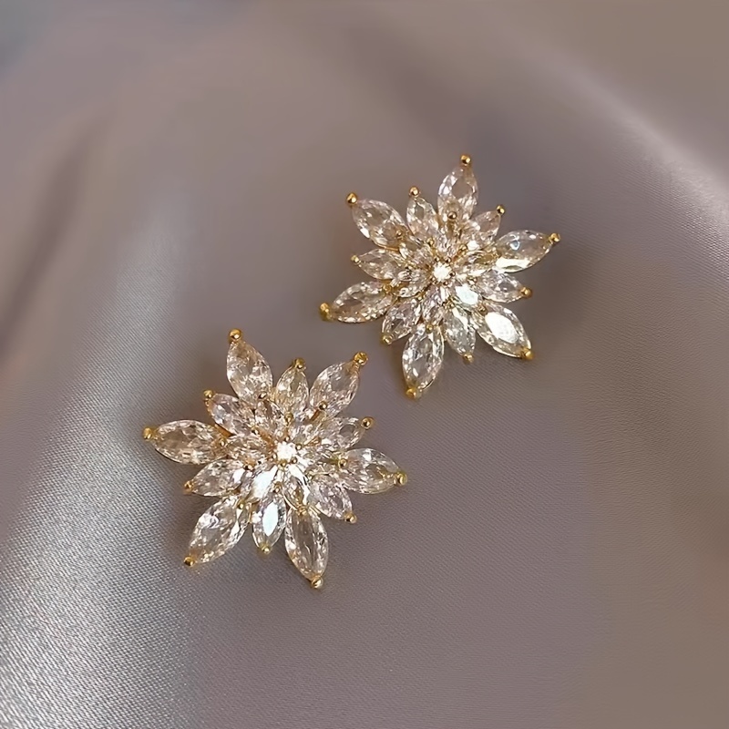 

Chic -inspired Stud Earrings With Sparkling Zirconia - Fashion Accessory For Women, Weddings & Casual Attire