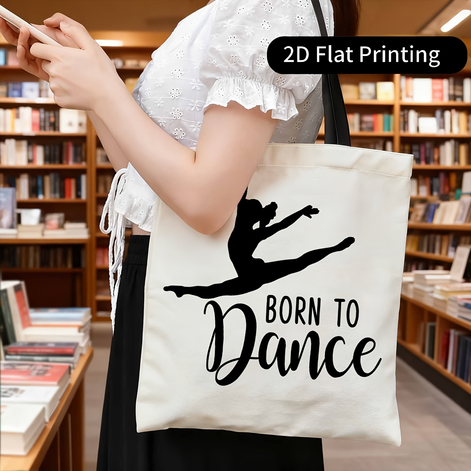 TEMU 1 pz Borsa Stampata su - Born , Ballerina, Silhouette - Borsa Portaoggetti Portatile, Borsa per , Borsa a Spalla, Borsa Tote Multifunzionale,