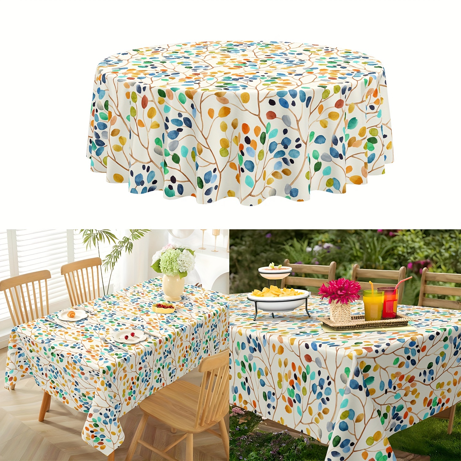 

1pc Round Tablecloth - -, , And -, Polyester , -, For & Dining Decoration, Fall