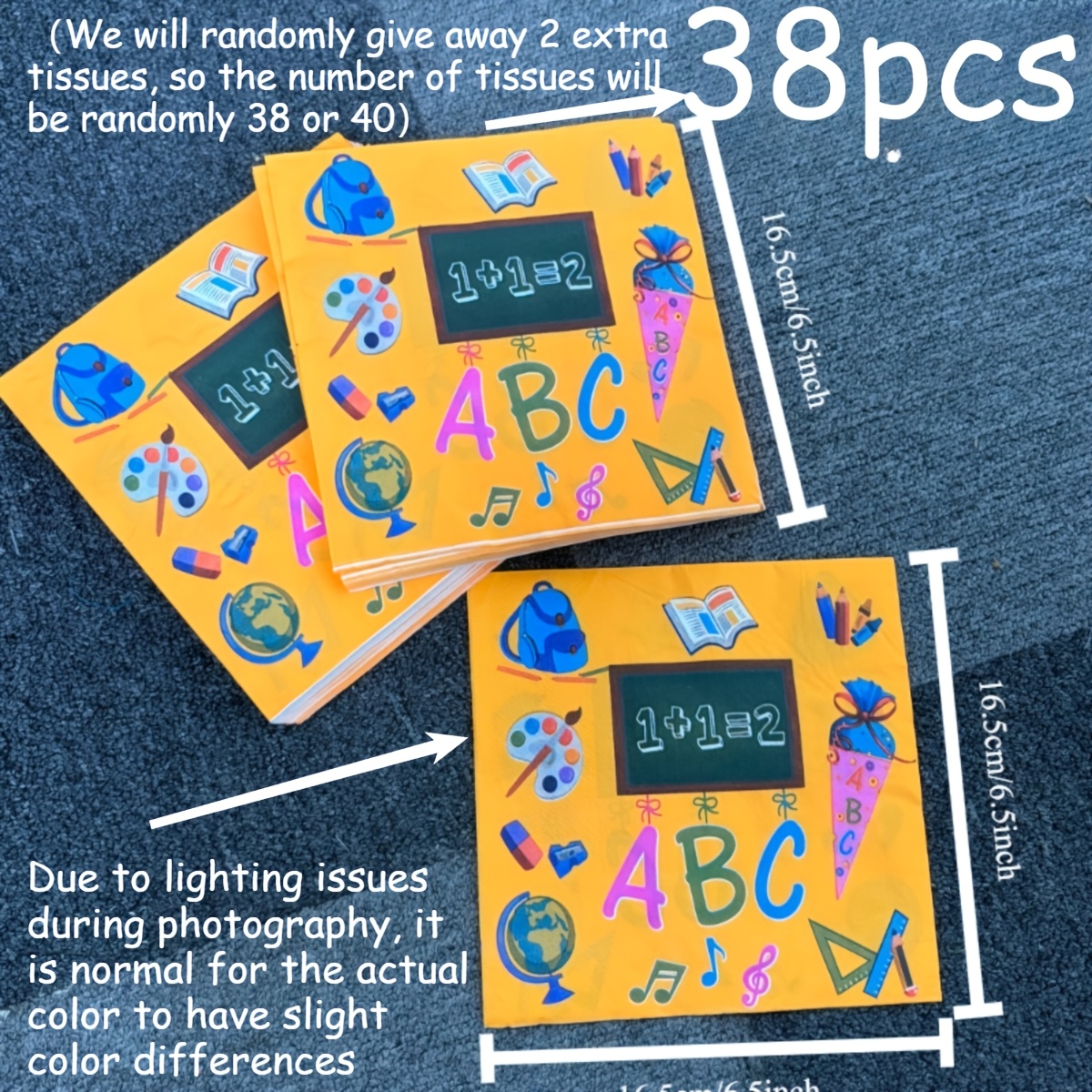 Image of 38pcs Of Napkins In Of The Desktop Is A Fun Tissue Suitable For Decorating Themed Back To School Party Scenes Increase The By 2pcs As A Gift For School For Halloween、christmas