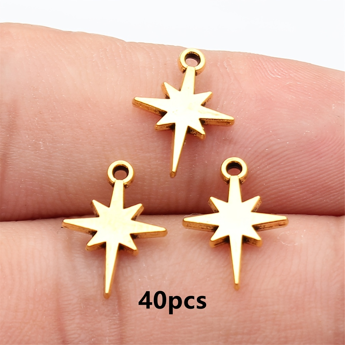 TEMU 40 stuks Prachtige Ster Hangertjes, Boheemse Sieradenaccessoires voor DIY Handgemaakte Oorbellen, Kettingen, Armbanden, 15x11mm