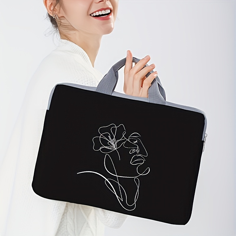 TEMU Étui pour ordinateur portable élégant à imprimé - fibre de polyester douce, fermeture à glissière, léger pour ordinateurs et de 15 pouces -