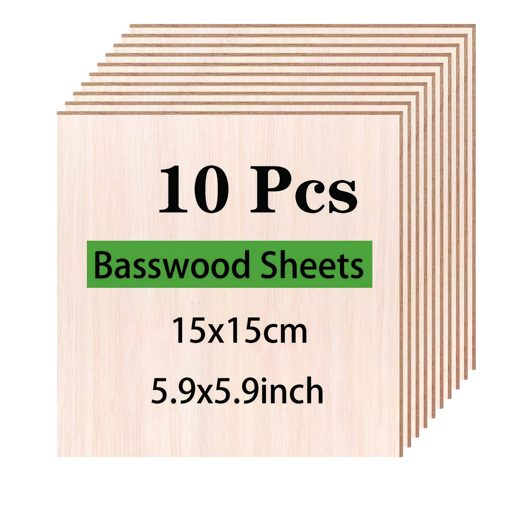 TEMU 10pcs Set Of 5.9x5.9 Wood Boards, Smooth Basswood Plywood, Suitable For Diy Ornaments, Sign Making, And Woodworking Project Painting Wood Boards
