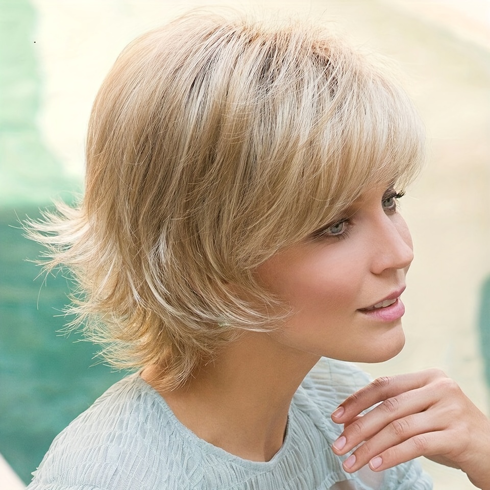 

Short Pixie Cut Wig Blonde Wigs For Women Pixie Layered Short Synthetic Wig