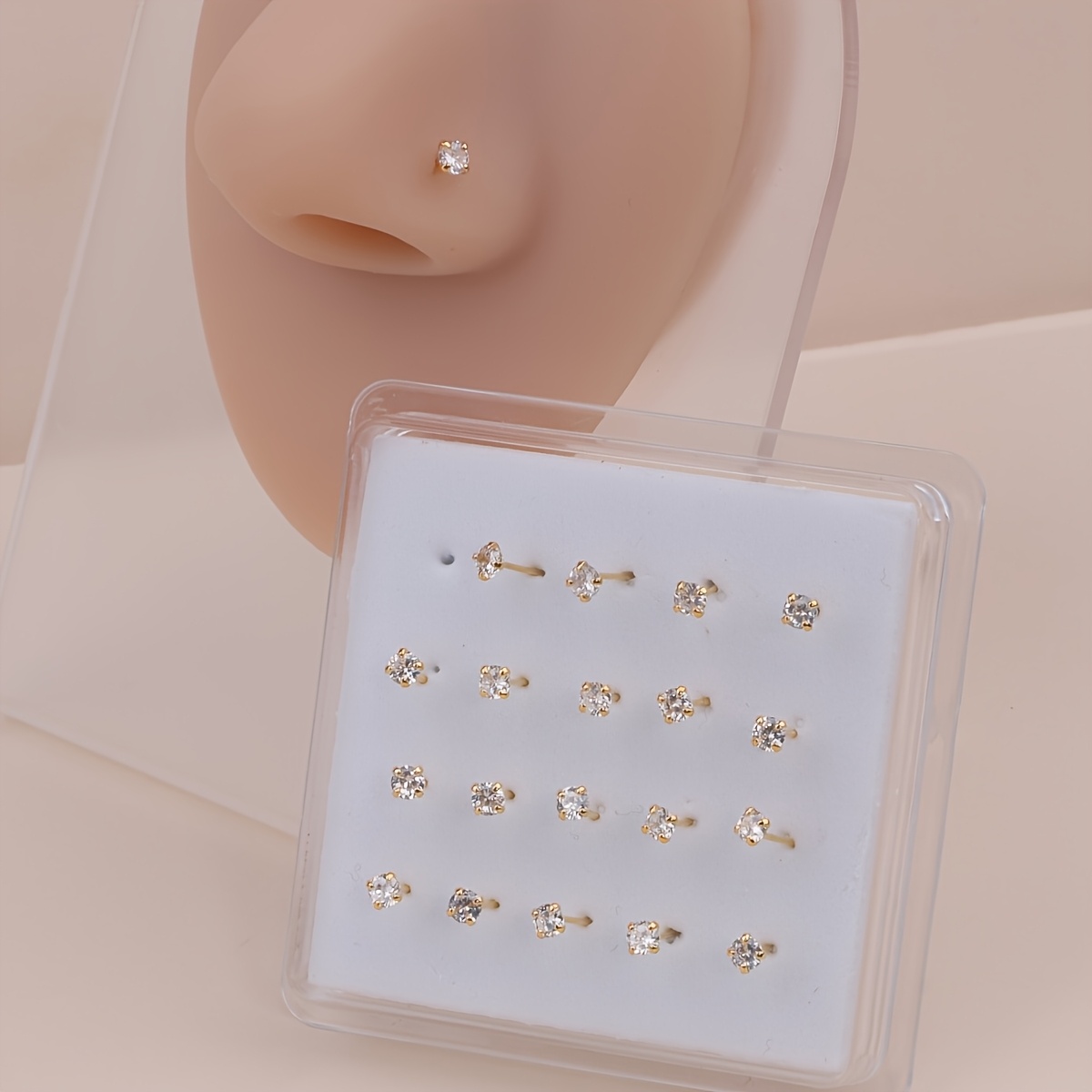 TEMU 20pcs 3mm Nose Rings Studs Nose Rings For Women Nose Piercings Jewelry Hypoallergenic Body Piercing Jewelry For Women Men Earrings