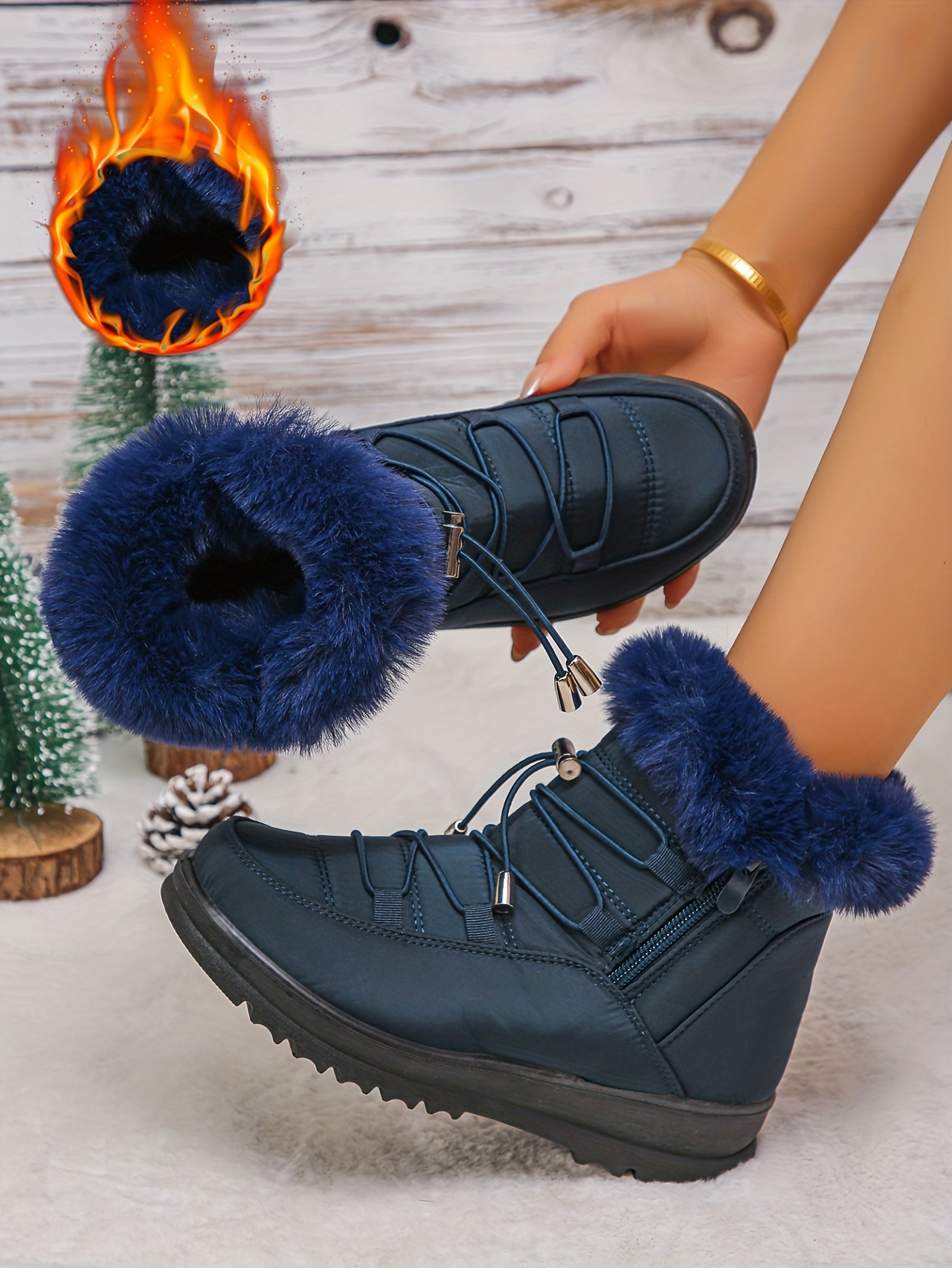 fleece lined warm womens snow boots new style for autumn and winter 2025 roman lace up   calf boots flat soled womens snow footwear Product details 3