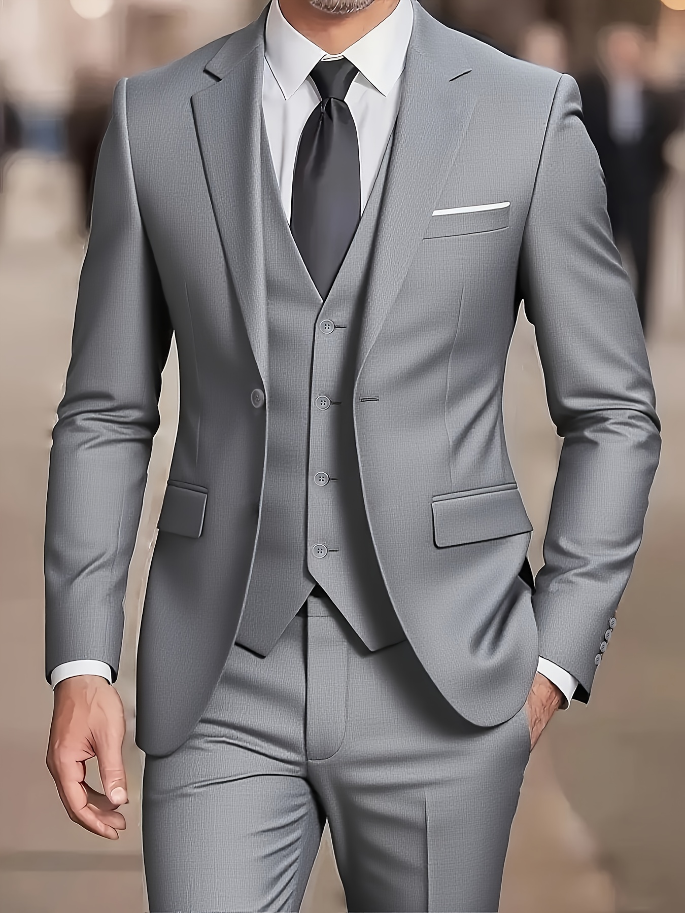 Men'S 3pcs Suit, Including a Blazer, Vest, And Trousers, Stylish And High-Quality.