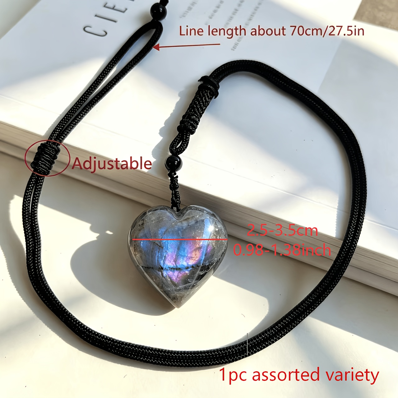 Natural Purple Labradorite Heart Pendant, Elegant Charm