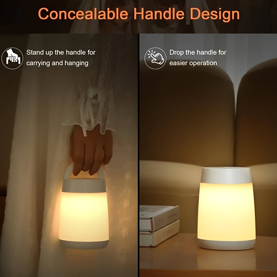 Portable Eye-Care Night Light, LED Touch Sensor Nursing Night Light, 3-Color Touch Dimmable Lamp, Rechargeable Portable Memory Night Light Bedside Lamp