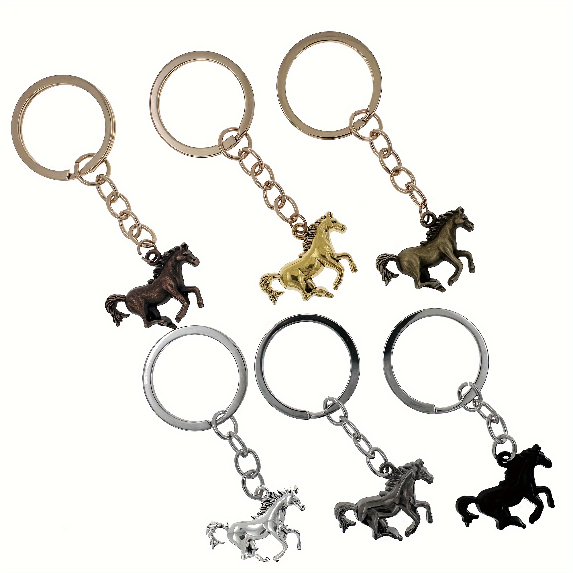 

12-pack Alloy Horse Keychains - Vintage Equestrian Charm Pendants, Fashionable Simple Design Key Rings With Ring Buckle, Ideal For Party Favors, Bag Accessories, Gifts & Wedding Keepsakes