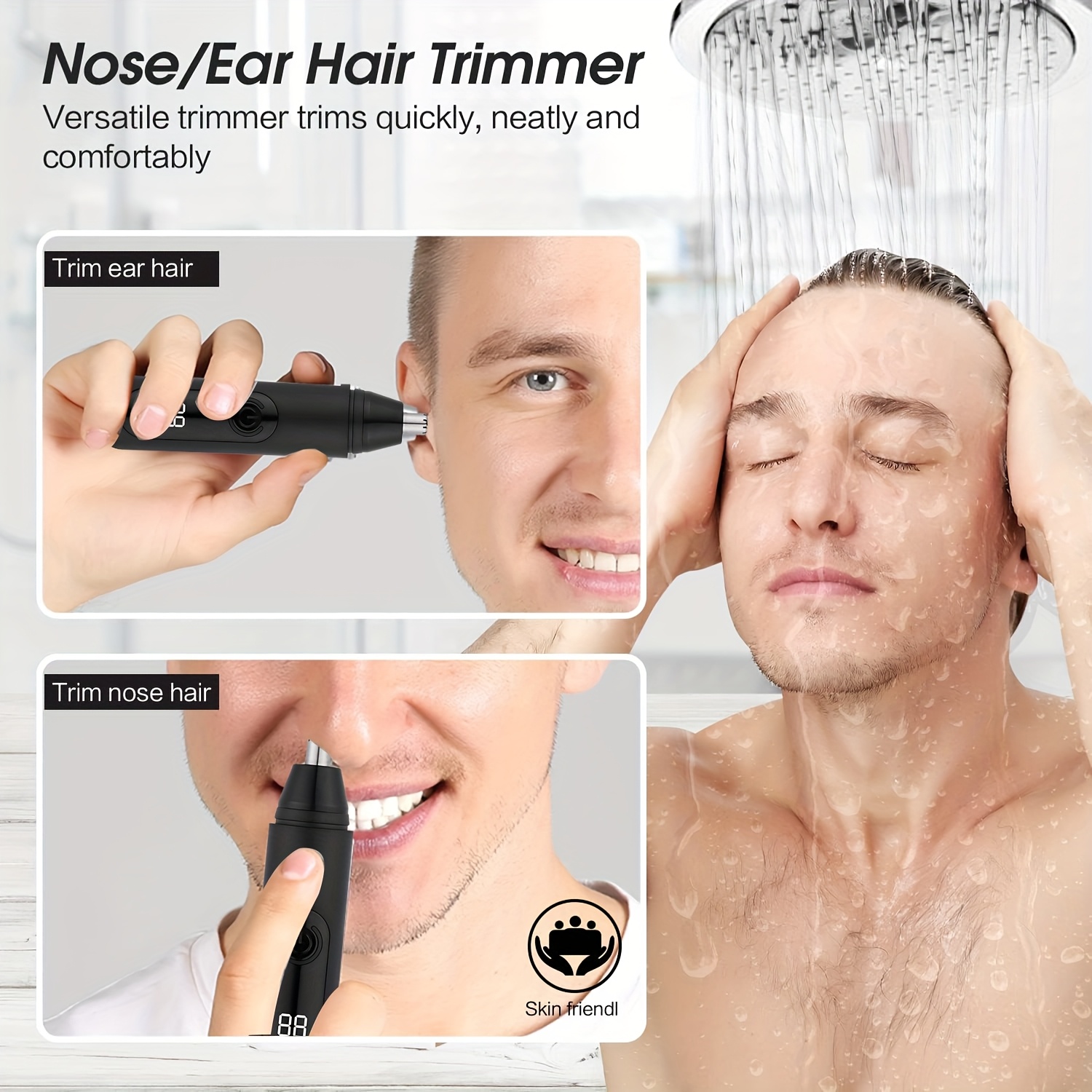 1pc electric nose hair trimmer usb rechargeable ear and nose hair clippers facial hair trimmer for eyebrows and body portable design with neck brush plastic material 500mah lithium battery Product details 5