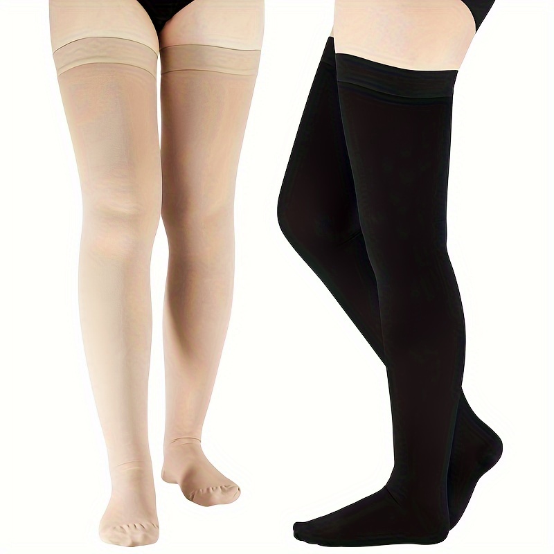  Thigh High Compression Stockings, Closed Toe, Pair