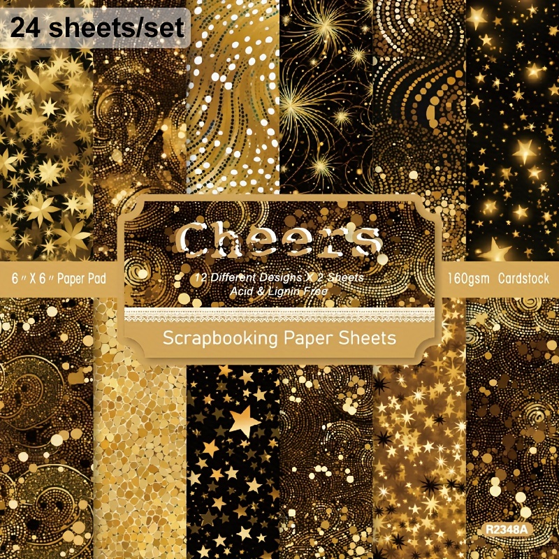 

24 Sheets/set Of Golden Sequins, Featuring A , Star Sequins, Geometric Pattern Sequins, Fireworks Designs, Used For Home Party Decorations, , Crafting Invitations, And Floral Decoration Cardstock.