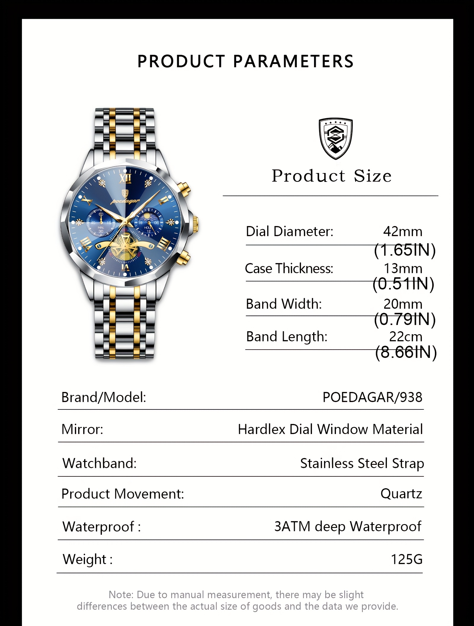   mens luxury watch waterproof luminous chronograph wristwatch with calendar stainless steel korean style quartz watch suitable for swimming daily wear ideal gift for christmas fathers day 3atm Product details 6